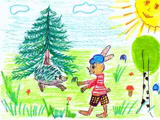 Рисунок лесных зверей, автор Шанталь Вернхоут, 7 лет